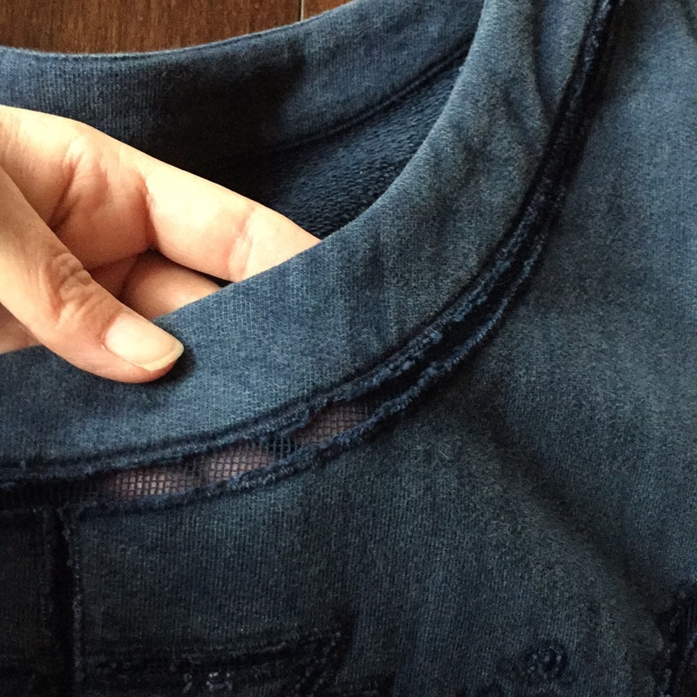 Anthropologie Navy Embroidered Short Sleeve Top - Picture 3 of 11